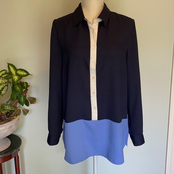 Stunning Talbots Color Block Blouse Size Medium - Picture 1 of 6